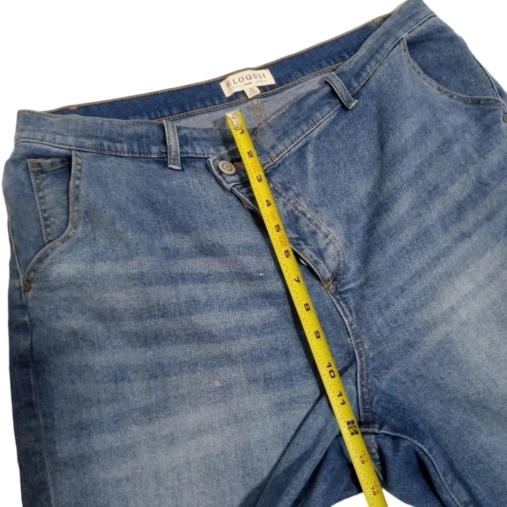 ELOQUII Baggy Straight Plus Asymmetrical Waist Ankle Denim Pants Jeans Size 14